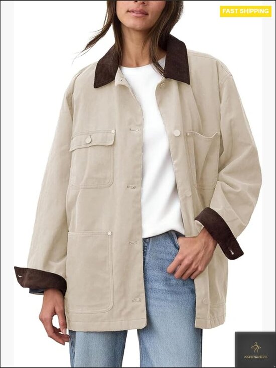 Jackets & Blazers - Oversized Utility Jacket Vintage Workwear Corduroy Collar Classic Relaxed Fit